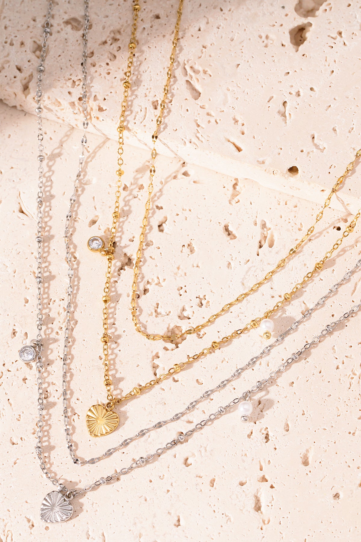 Love Heart Silver | Zilveren Dubbele Ketting met Hart & Bedels