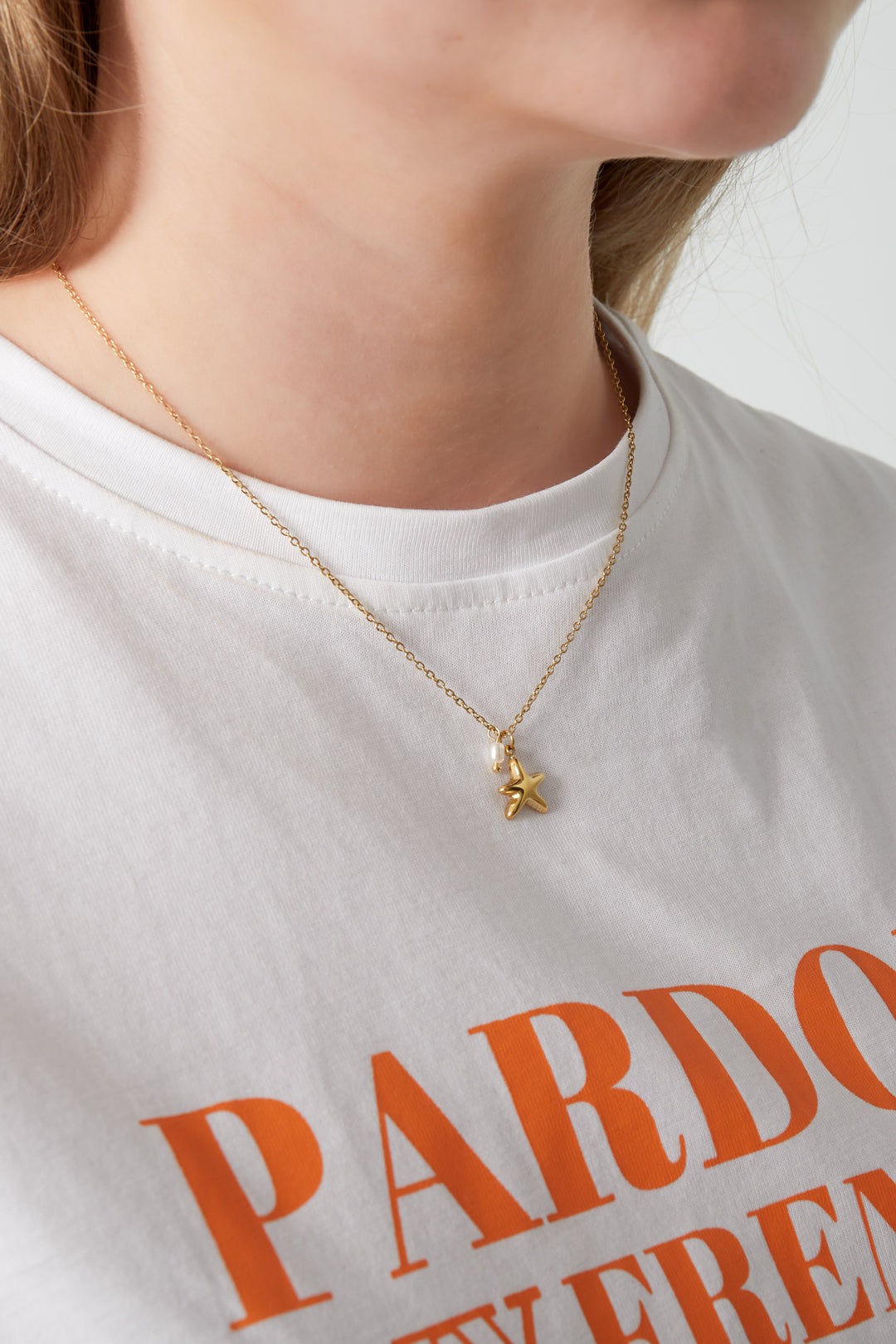 Star | Zilveren Ketting met Zeester & Parelbedel