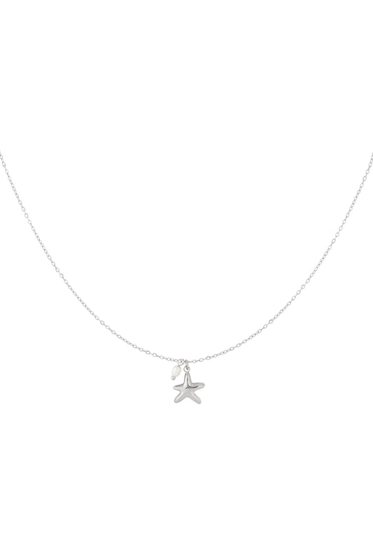 Star | Zilveren Ketting met Zeester & Parelbedel