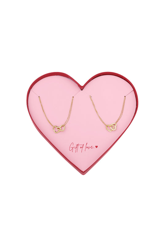 Heart gift box | 2 Matching Hartjes Kettingen