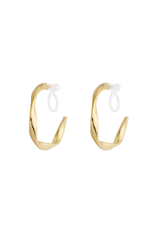 Twist Earrings Clip Gold | Gouden Gedraaide Clip Oorbellen