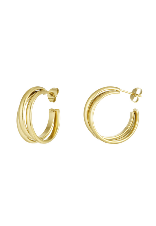 Tripple Statement Earrings Gold | Driedubbele Statement Gouden Oorbellen