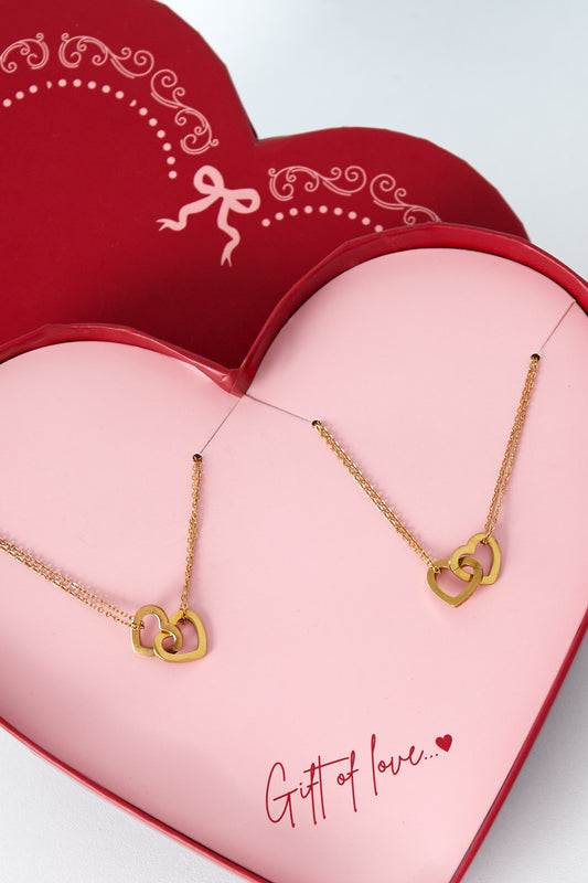 Heart gift box | 2 Matching Hartjes Kettingen