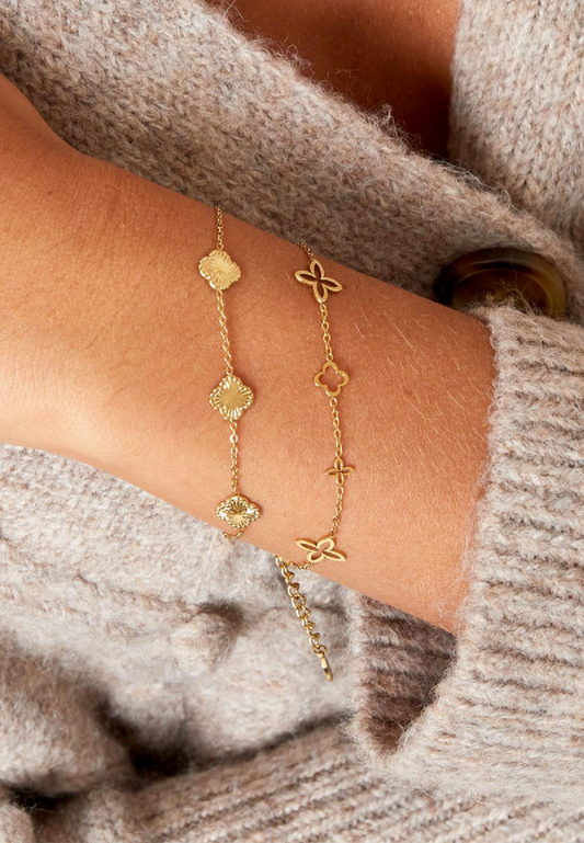 Gold Lucky Clover Bracelet | Gouden Geluksklaver Armband