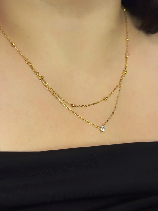 Gold Layered Zirkonia Necklace | Gouden Gelaagde Zirkonia Ketting